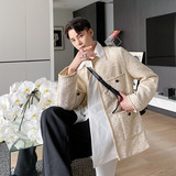 秋冬重磅自制法式小香风亮丝外套复古气质型西服A452--6105--P155，男装西服，电商A452