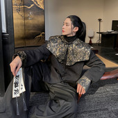 6440 云肩上衣A452 P165 特制压花立领盘扣夹克外套个性 早春新款