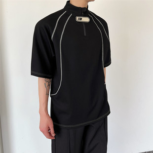 个性 6372 机能风半袖 明线设计潮流T恤A452 P75 上衣男时尚 夏新款