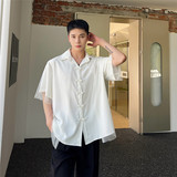 夏季新中式盘扣网纱假两件短袖衬衫潮流休闲半袖A452--6369--P85，男装T恤，电商A452