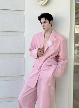 新高定蕾丝拼接设计花朵西服套装高级感潮流套装A452--6543--P285