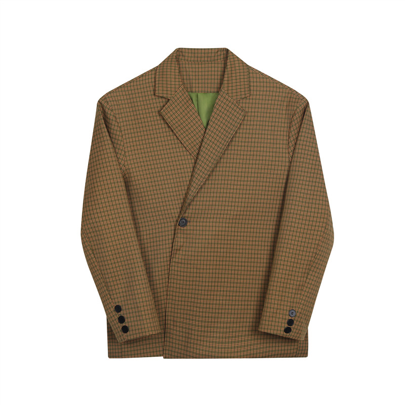 新款韩版休闲百搭西服外套个性复古格子西装上衣A452--6298--P135,男装西服套装,电商A452