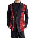 秋冬新款个性拼接毛呢西服风潮休闲西装潮A452--6400--P135，男装西服，电商A452