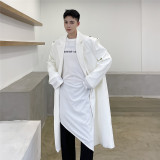 新款简约纯色大衣男肩部加扣设计中长款廓形风衣A452--6171--P140，男装风衣，电商A452