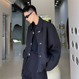 秋冬新款廓形高街夹克男复古宽肩翻领短款外套潮A452--6178--P125，男装夹克，电商A452