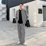 韩版月牙图案休闲长袖印花衬衫复古洋气潮流上衣A452--6229--P85，男装衬衫，电商A452