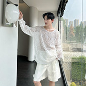 6535 新款 P135 夜店舞台装 休闲上衣潮A452 个性 亮片网格套头长袖