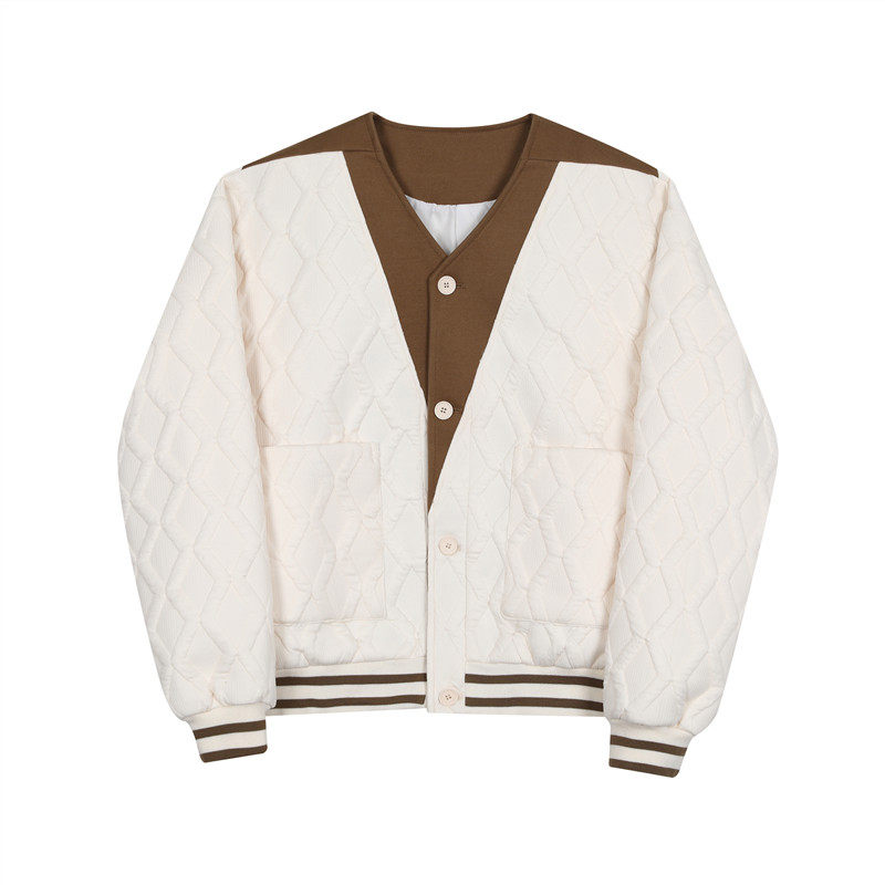新款杏色压花棒球服夹克男太空棉宽松休闲外套潮A452--6332--P145,男装夹克,电商A452
