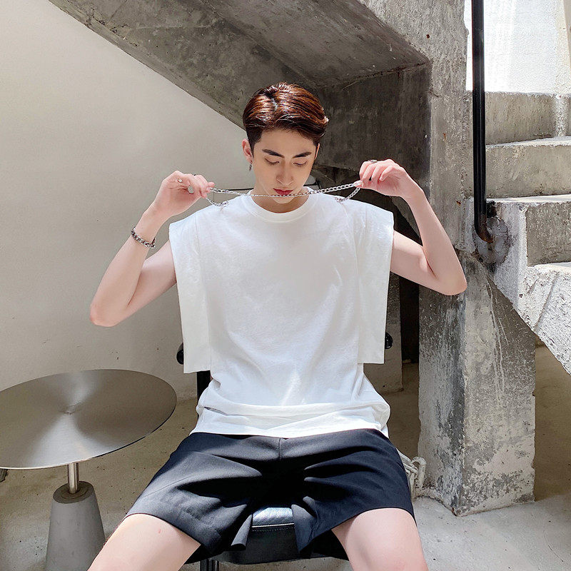 新款欧美风时尚洋气链条设计感无袖背心上衣潮A452--622--P45，男装背心/马甲，电商A452