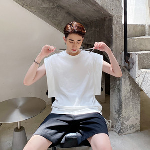 新款欧美风时尚洋气链条设计感无袖背心上衣潮A452--622--P45,男装背心/马甲,电商A452