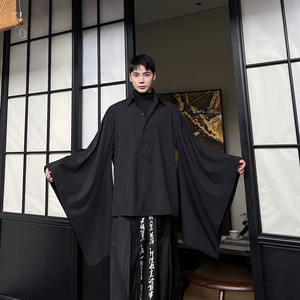 秋冬新款改良版大袖衬衫男女款风暗黑休闲上衣A452-6423--P95图片