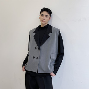 新款经典西装翻领马甲男百搭款复古风坎肩上衣潮A452--6162--P85图片