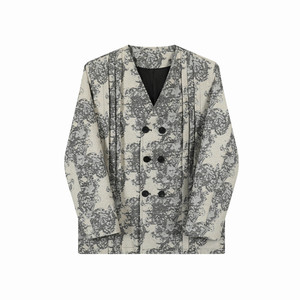 新款潮流印花V领西服外套韩版潮流气质西装上衣A452--6510--P165图片