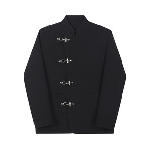 个性飞机扣立领小西服风中山装休闲暗黑外套A452--6269--P125图片