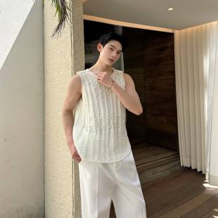 MY41 复古法式 坎肩上衣A452 饰无袖 P115 针织背心时髦珠珠装