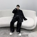 新款复古黑色西服长裤男韩版百搭休闲直筒长裤潮A452--606--P65，男装西裤，电商A452