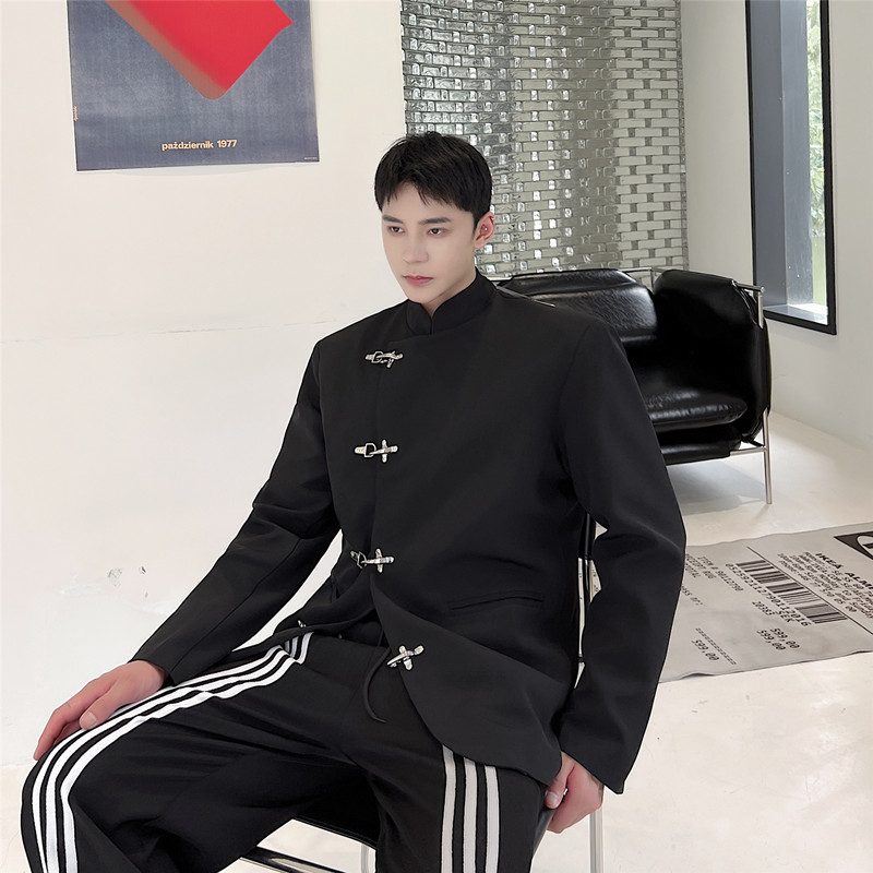 个性飞机扣立领小西服风中山装休闲暗黑外套A452--6269--P125,男装西服,电商A452
