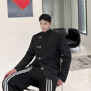 个性飞机扣立领小西服风中山装休闲暗黑外套A452--6269--P125图片