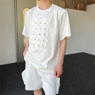 T恤个性 6362 铆钉立体菱形装 A452 P75 饰半袖 夏垫肩廓形宽松短袖