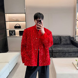 早春新款新中式亮片红色西服男个性潮休闲外套A452--6470--P145，男装夹克，电商A452