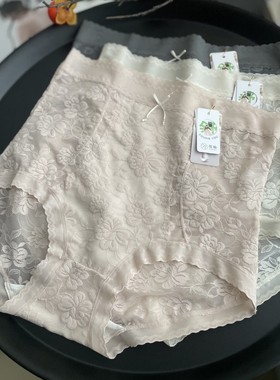 高腰蕾丝内裤 筱柚60659性感女士加大码舒适包臀裤头桑蚕丝抗菌裆