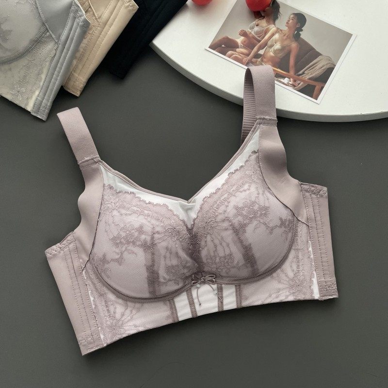 夹棉薄C杯文胸大胸显小无钢圈