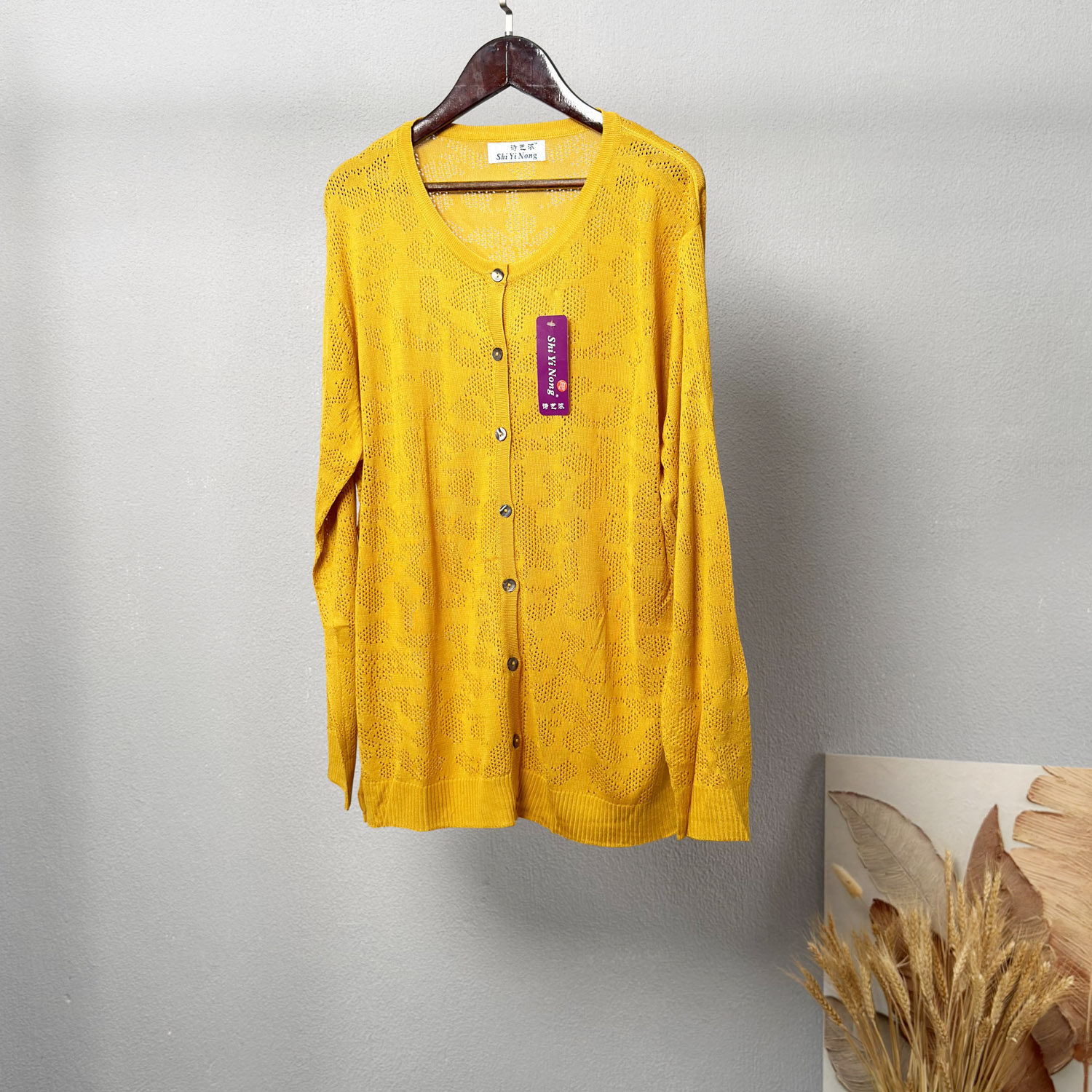 清仓特价清库存夏季女装真丝针织圆领长袖镂空开衫桑蚕丝上衣