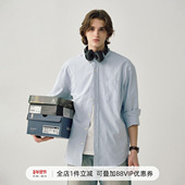 长袖 714street复古牛津纺条纹衬衫 男cheanfit秋季 衬衣潮牌外套女