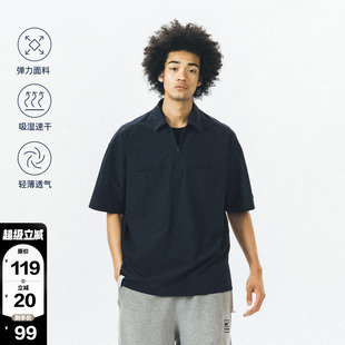 港风日系翻领polo衫 714street短袖 男夏宽松潮流复古薄款 工装 衬衫