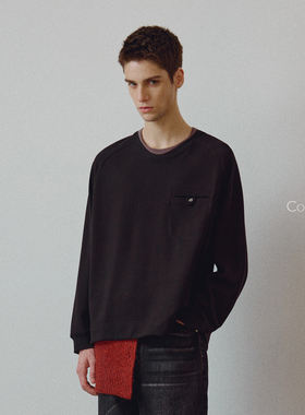 714street高端线 BEHALF 混纺锦棉波纹领贝壳扣 弧形下摆口袋长袖