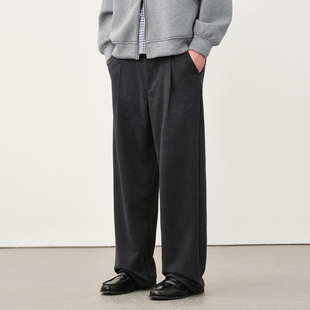 长裤 714street松紧腰毛呢男士 打褶卫裤 垂坠感高级感秋季 休闲西裤