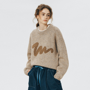 714street情侣毛衣秋冬款 日系复古上衣套头外套宽松慵懒风针织衫