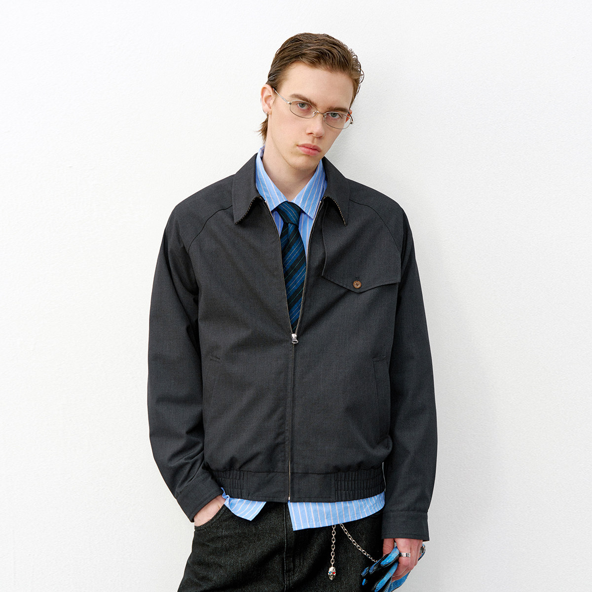 714street羊毛混纺哈灵顿夹克男2026春新款cleanfit翻领宽松外套,男装,夹克,淘宝优惠券,粉丝福利购,淘宝优惠卷