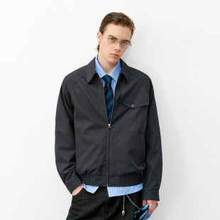 714street羊毛混纺哈灵顿夹克男2026春新款 cleanfit翻领宽松外套