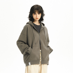夹克外套 秋季 714street连帽卫衣男女潮牌拉链开衫 日系复古情侣装