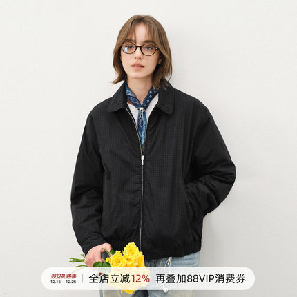 714street美式复古格纹外套男2025秋冬哈灵顿夹克休闲风廓形棉服