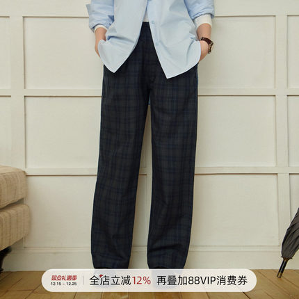 714street全棉轻薄格子直筒长裤25春季新款日系复古宽松休闲裤男