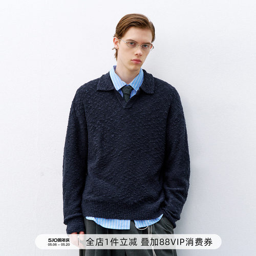 714street爆米花肌理POLO毛衣