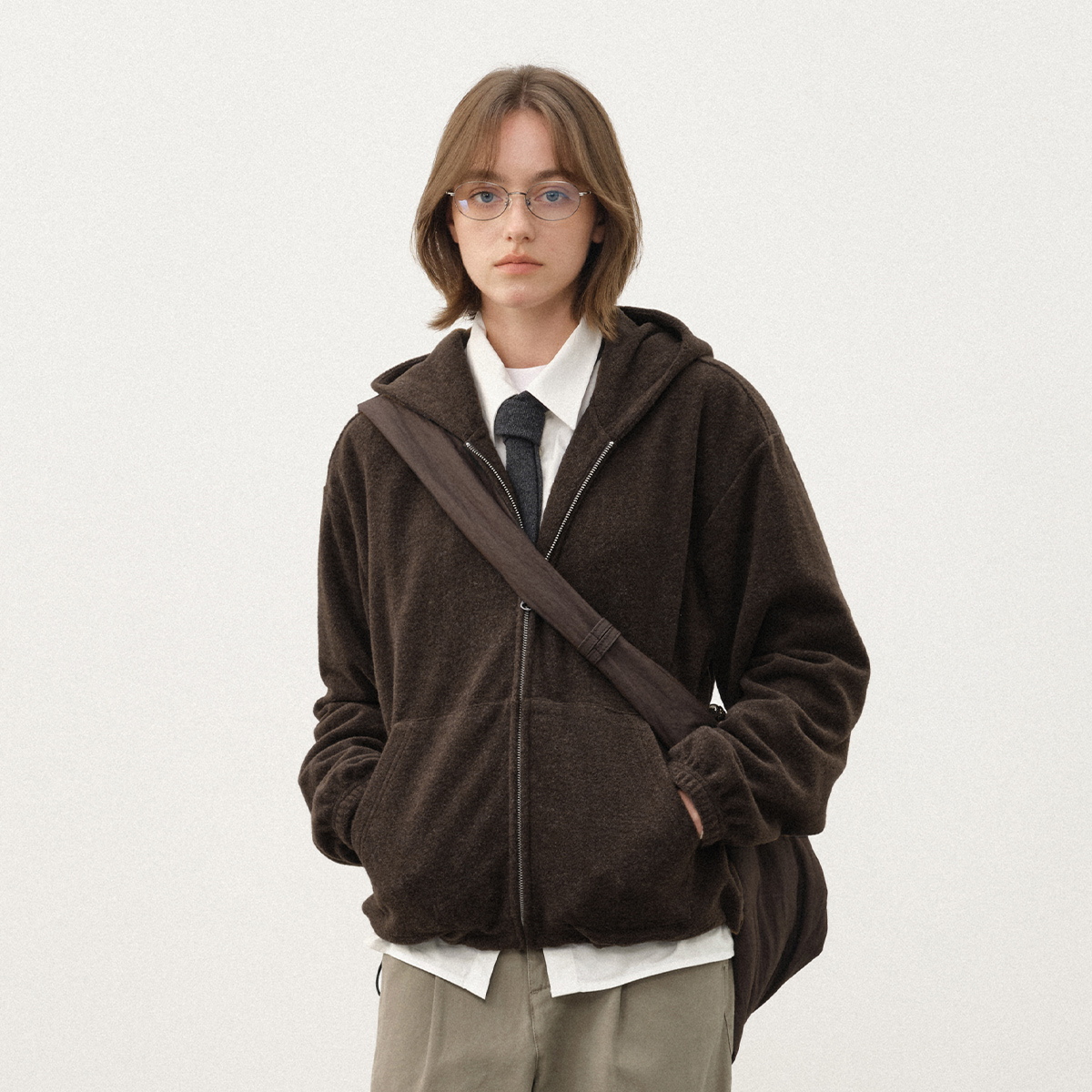 714street呢料连帽开衫