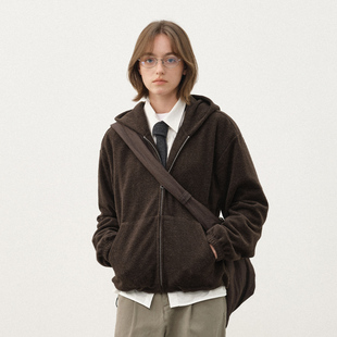 复古毛衣开衫 714street呢料针织外套男2025新款 秋冬连帽卫衣美式