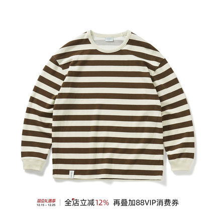 714street潮牌秋季条纹长袖T恤男女同款2024新款宽松上衣情侣装