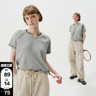上衣日系拼接辣妹裝 714street潮牌女生華夫格短袖 T恤2024夏季 新款