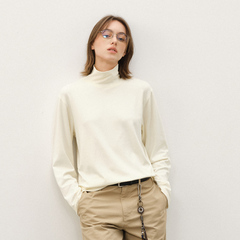 714street仿羊绒高级感长袖T恤男2025秋冬季高领保暖打底针织衫女