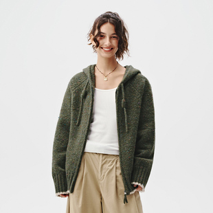 设计感小众上衣外套 毛衣女款 714street连帽针织开衫 男2024秋冬款