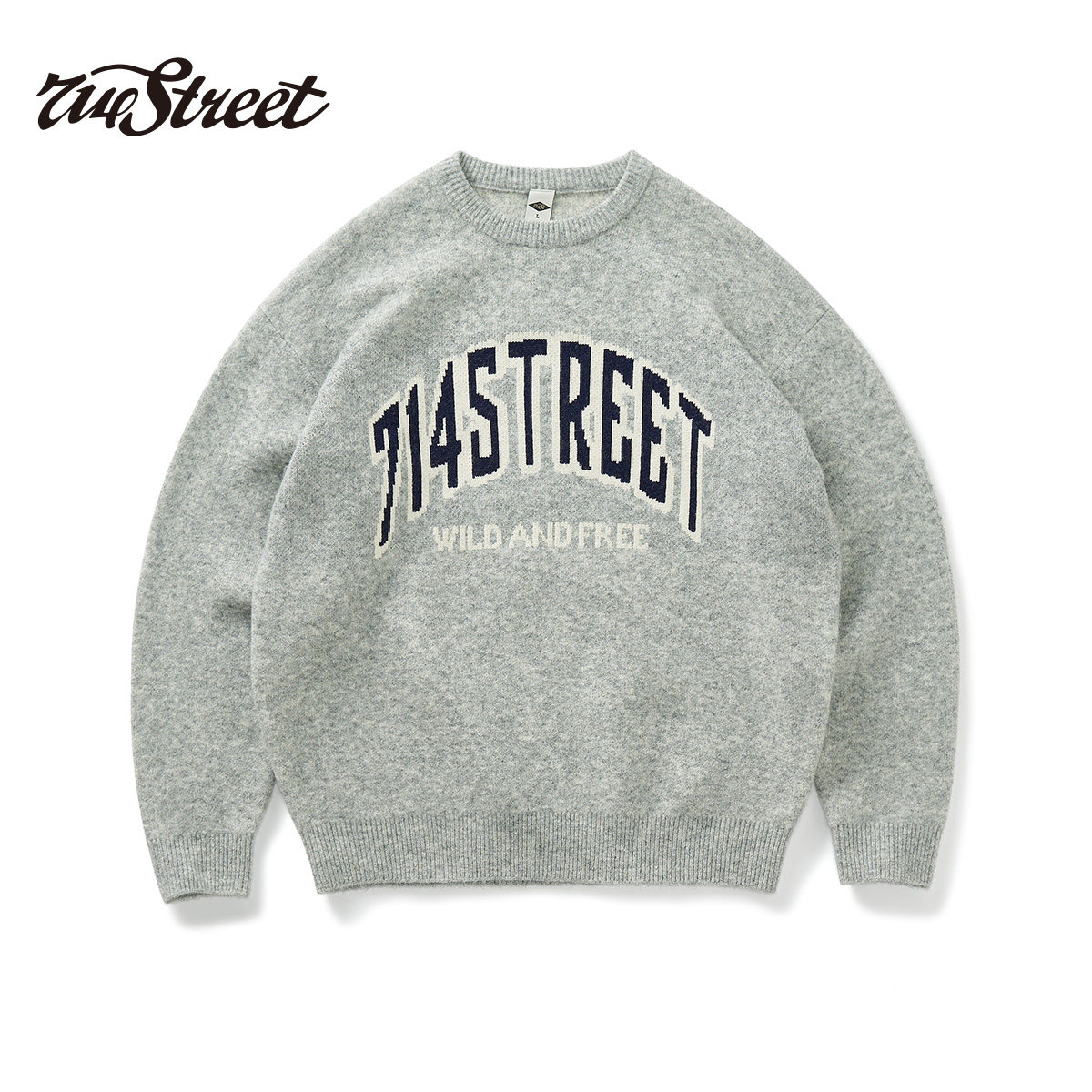 714street文字LOGO提花毛衣图片