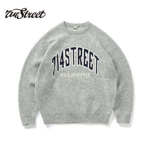 714street文字LOGO提花毛衣