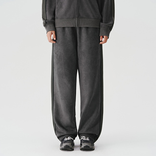 男士 卫裤 运动裤 男女同款 714street麂皮绒织带2024秋季 休闲裤 美式