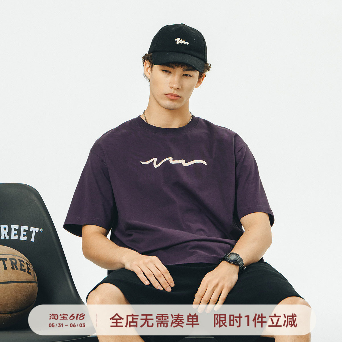 714street潮牌夏季新款男士印花短袖t恤男纯棉打底衫情侣装体恤衫