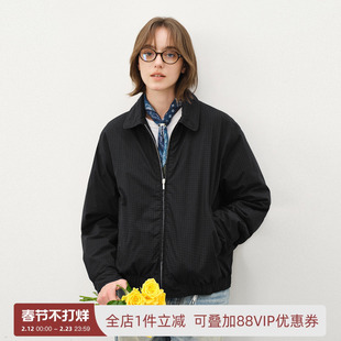 714street美式复古格纹外套男2025秋冬哈灵顿夹克休闲风廓形棉服