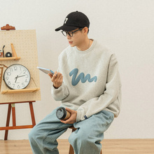 714street情侣圆领卫衣春秋潮牌重磅cityboy外套宽松日系印花上衣